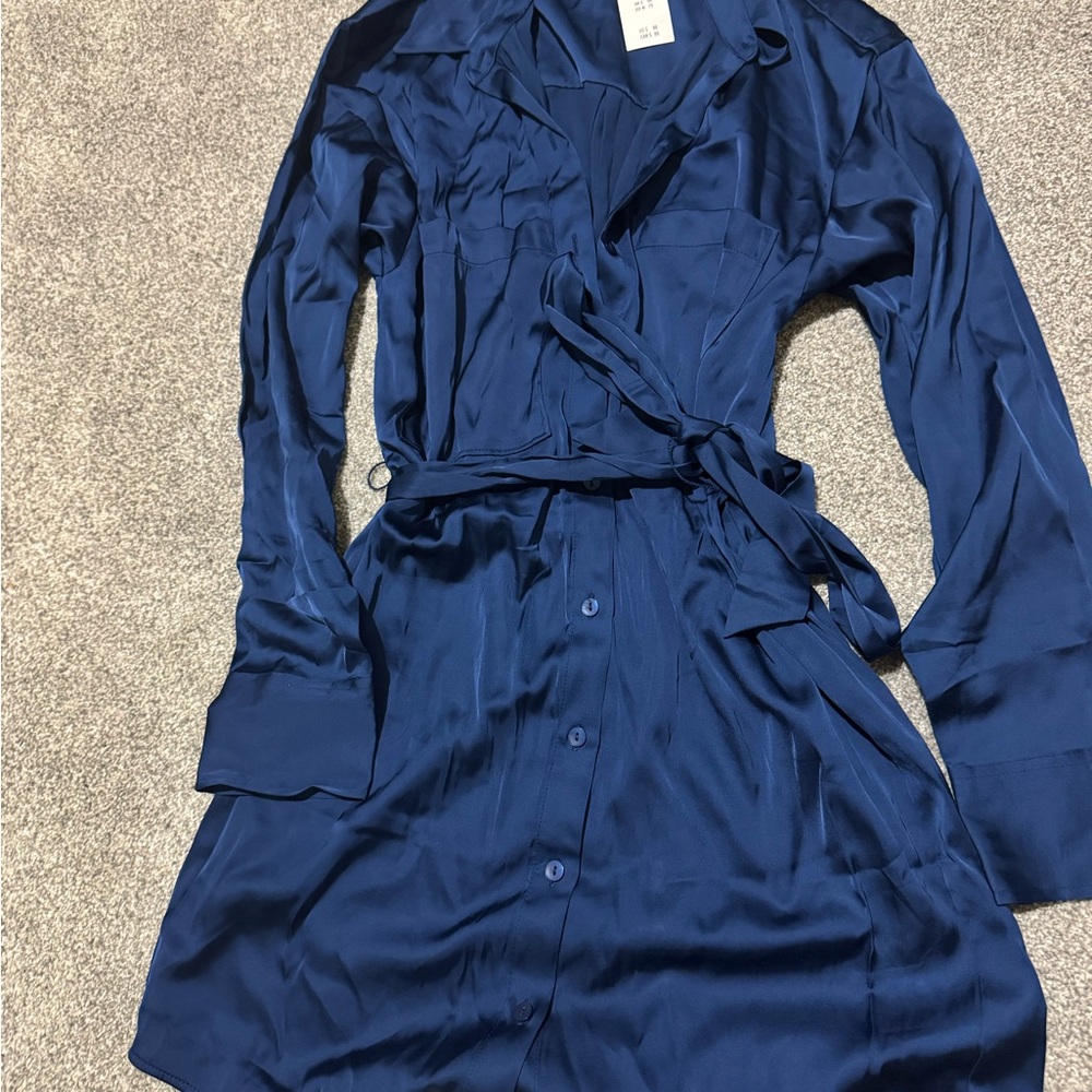 Abercrombie & Fitch Blue Wrap Tie Front Dress